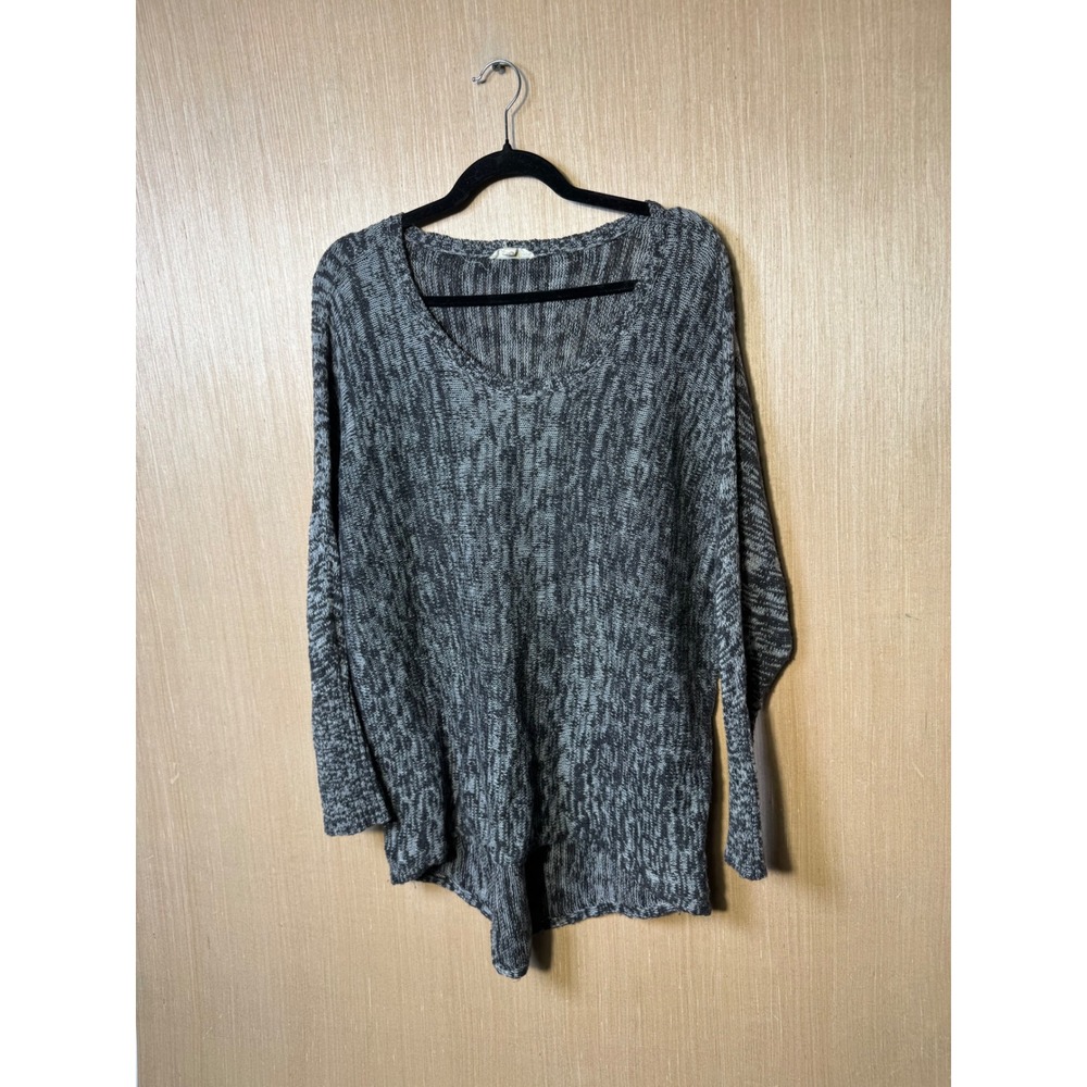 Eileen Fisher Marled Space Dye Organic Cotton V-Neck Tunic Sweater Womens XS